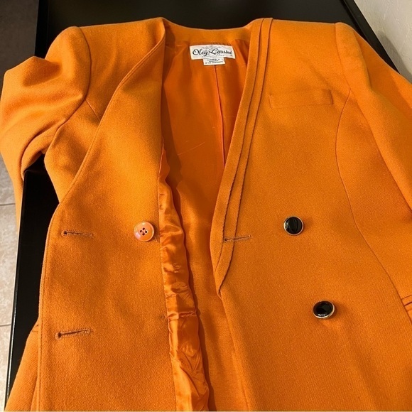 Oleg Cassini Vintage orange wool blend blazer jacket, doublebreasted buttons, M - Picture 5 of 14